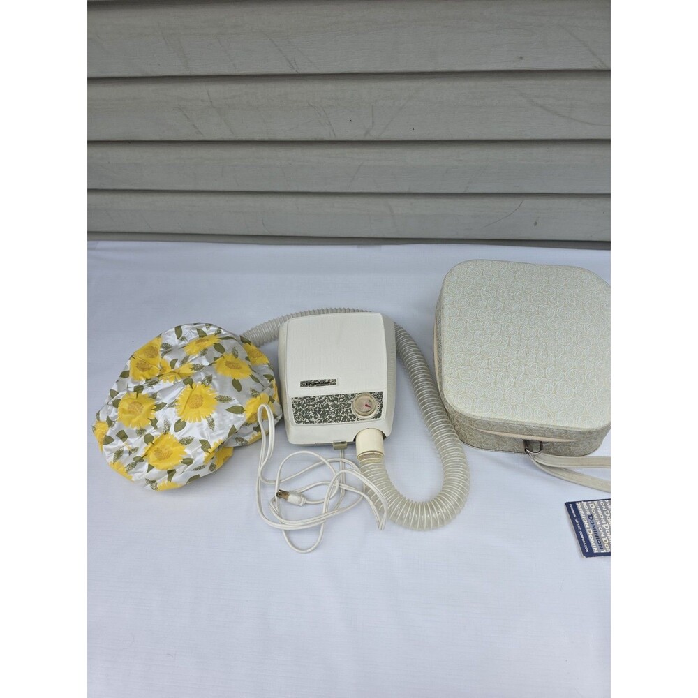 1960's Dominion Portable Bonnet Hair Dryer Flower Power Vintage Tested (Read)